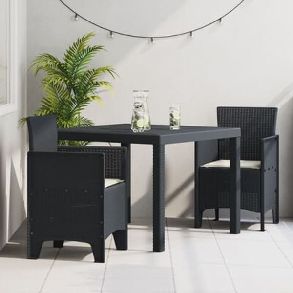 Trädgårdsmöbelset 3 pcs Antracit Polypropylen