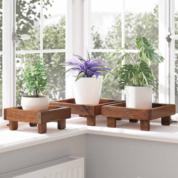 Växtställ 3 pcs Brun Mahognyträ