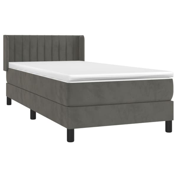 Ramsäng med madrass mörkgrå 90x190 cm sammet