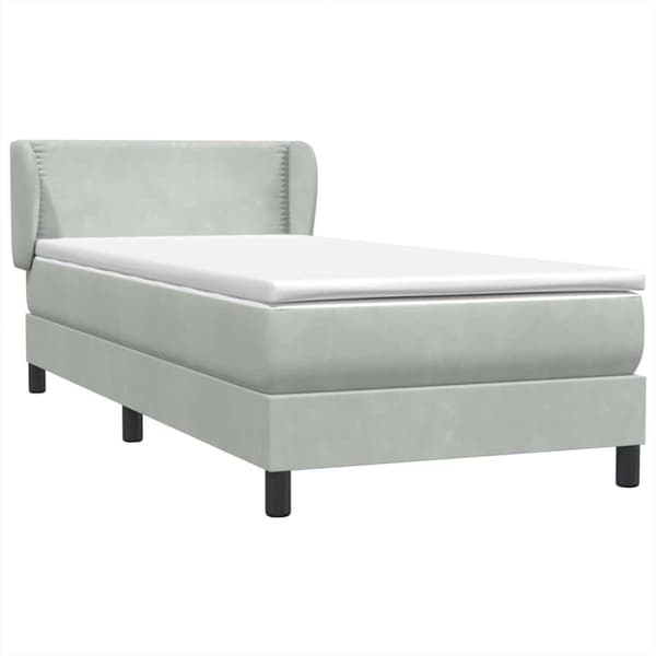 Ramsäng med madrass ljusgrå 80x210 cm sammet