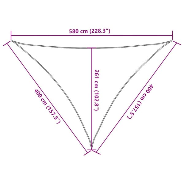Solsegel 160 g/m² triangulär sand 4x4x5,8 m HDPE