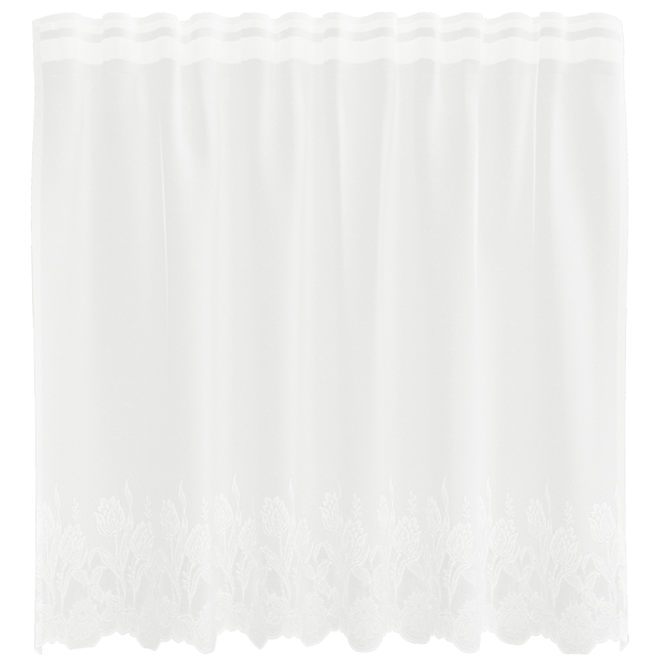 Spetsgardin med gardiner Blommor Vit 100 x 150 cm Polyester