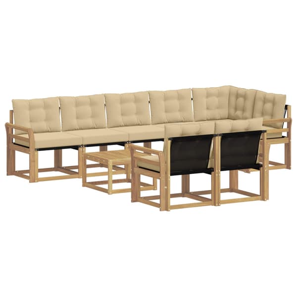 Utomhussoffset med kudde 9 pcs Vit och Beige