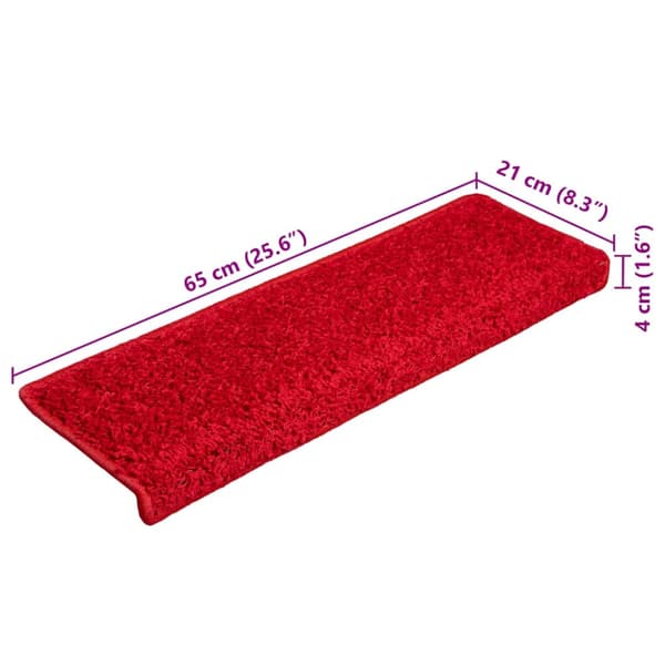 Trappmattor 20 st 65x21x4 cm röda rektangulära kanter