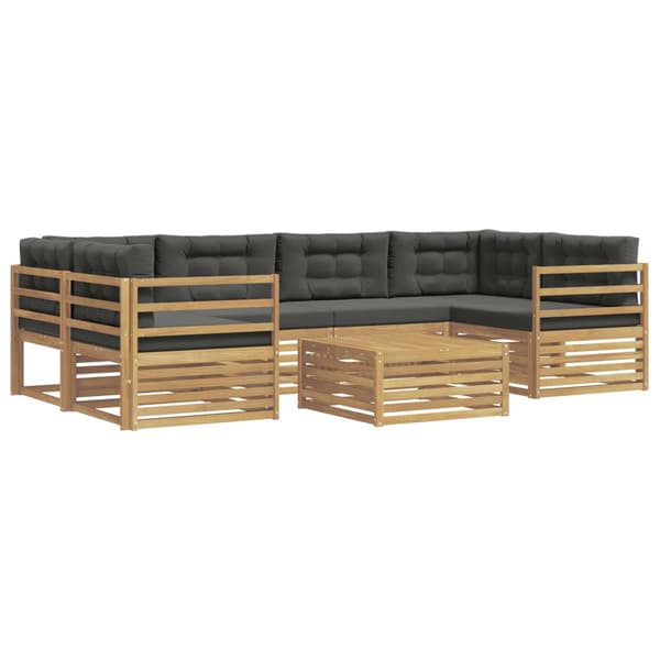 Utomhussoffset med kudde 7 pcs Vit och antracit Polyester