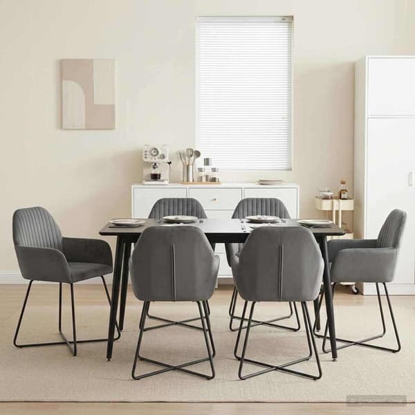 Matstolar 6 pcs Sammet Mörkgrå 55 x 50 x 84 cm