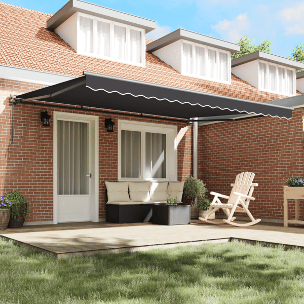 Markisram Antracit 450 × 300 cm Polyester med PU-beläggning