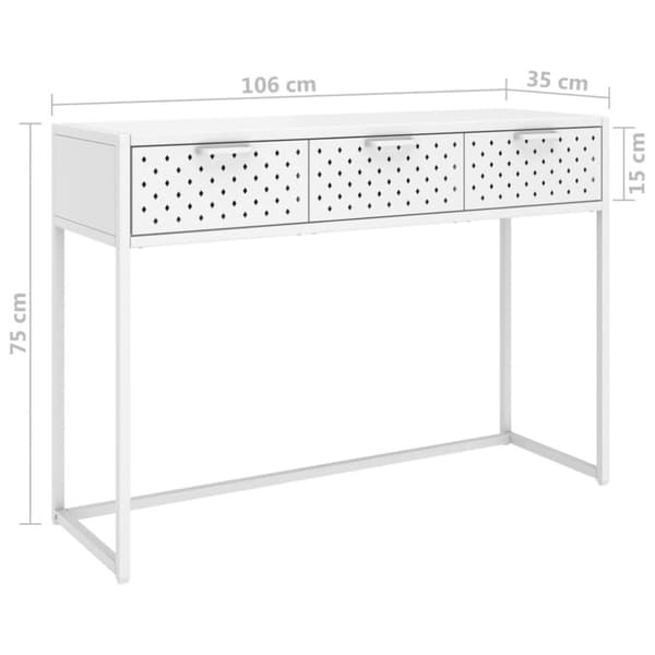 Konsolbord vit 106x35x75 cm stål