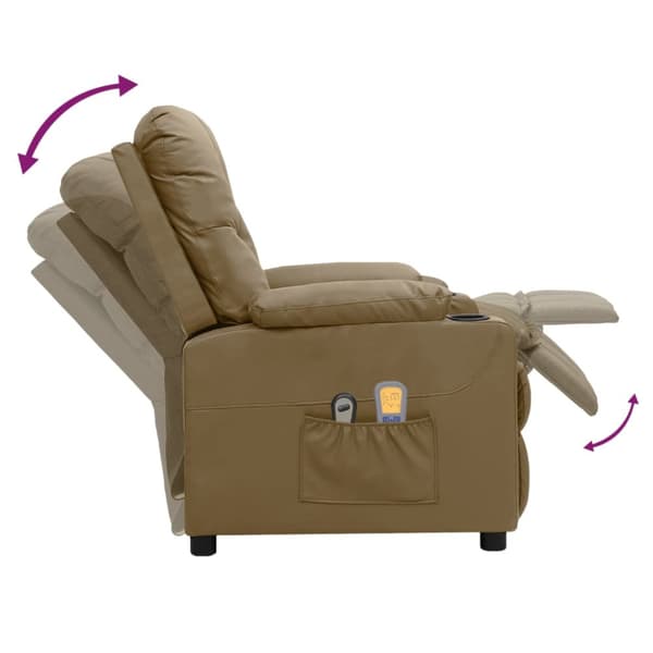 Elektrisk massagefåtölj cappuccino konstläder