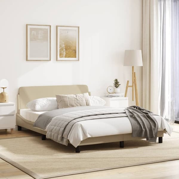 Bed Frame "Dover" Cream 140x190 cm Fabric