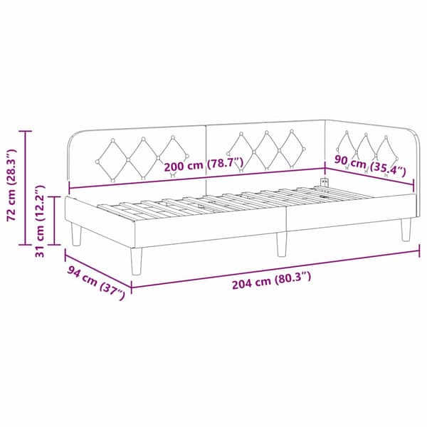 Hörn Sängram Gul 90 x 200 cm Sammet