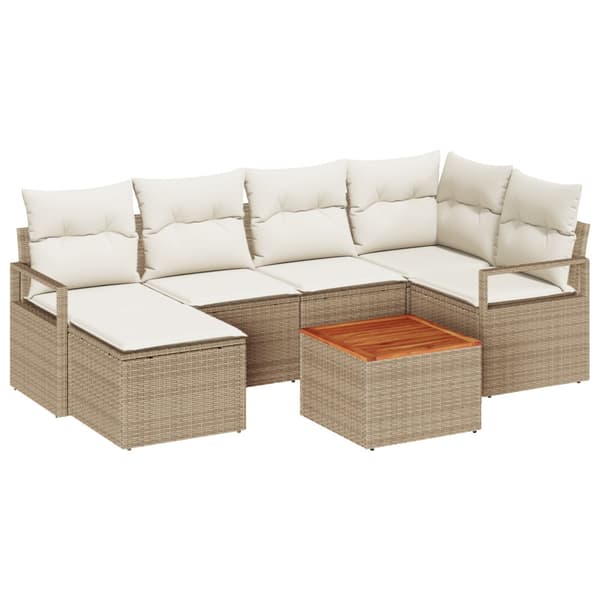 Trädgårdsoffset 7 pcs Beige och gräddfärgad konstrotting