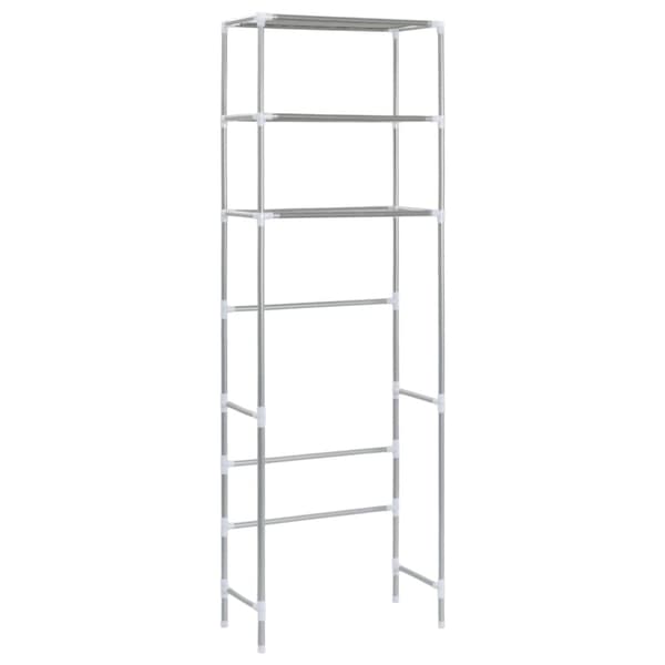 Toaletthylla med 3 hyllplan silver 53x28x169 cm