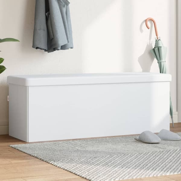 Förvaringsbänk vikbar vit PVC