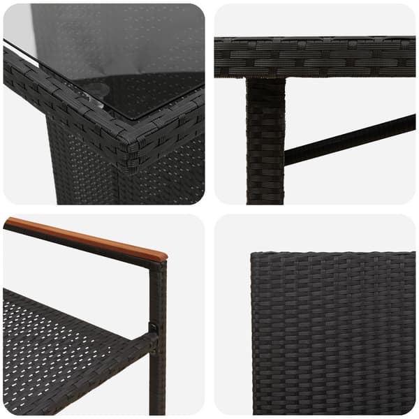 Trädgårdsmöbelset 7 pcs Svart konstrotting