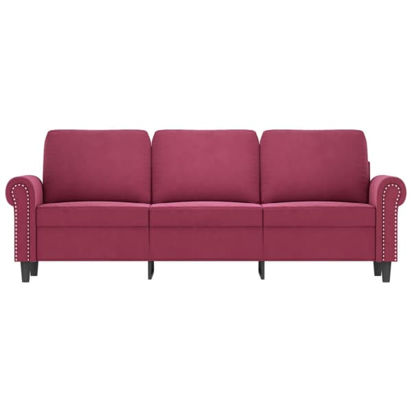 3-sitssoffa vinröd 180 cm sammet