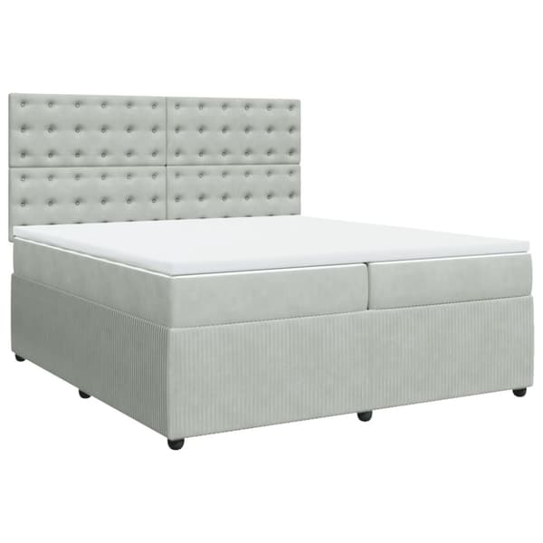 Ramsäng med madrass ljusgrå 200x200 cm sammet