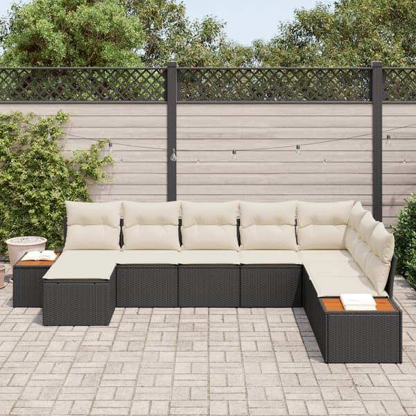 Trädgårdsoffset 8 st Svart Poly rattan