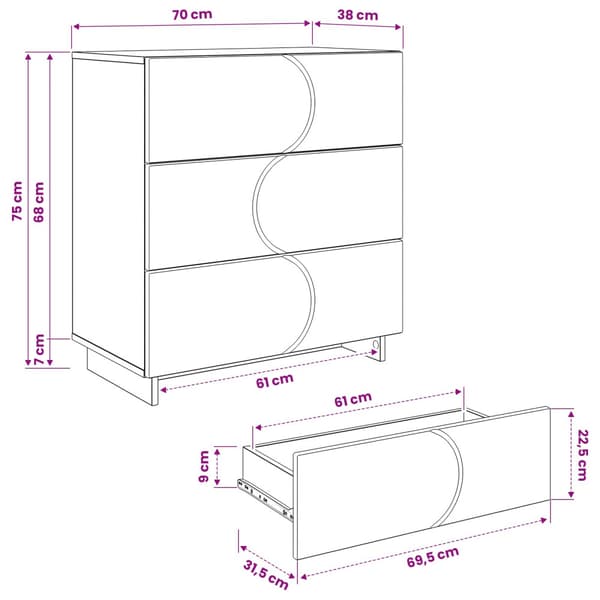 Sideboard Grå Sonoma 70 x 38 x 75 cm Konstruerat trä