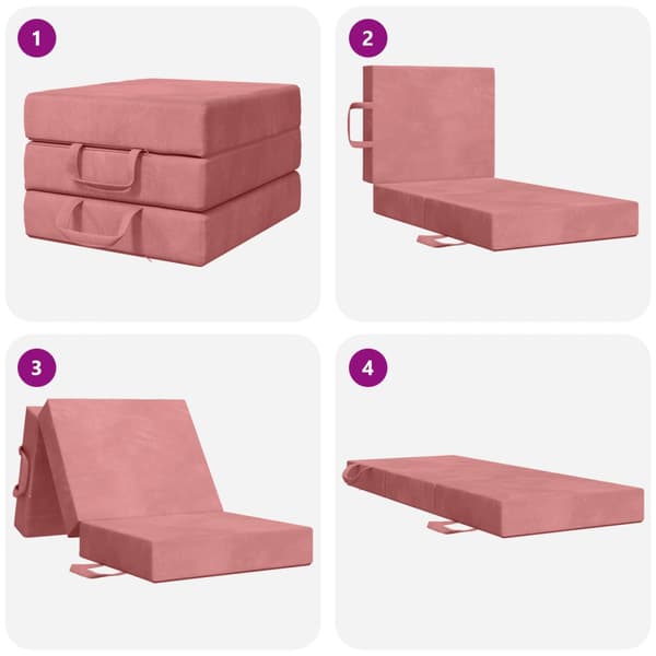Fällbar Soffbed 75 x 67 x 45 cm Rosa