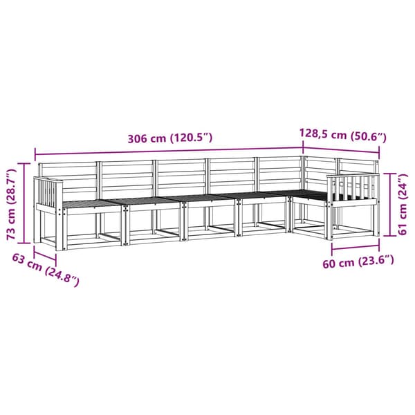 Utomhussoffset 6 pcs Vit Massivt Akaciaträ