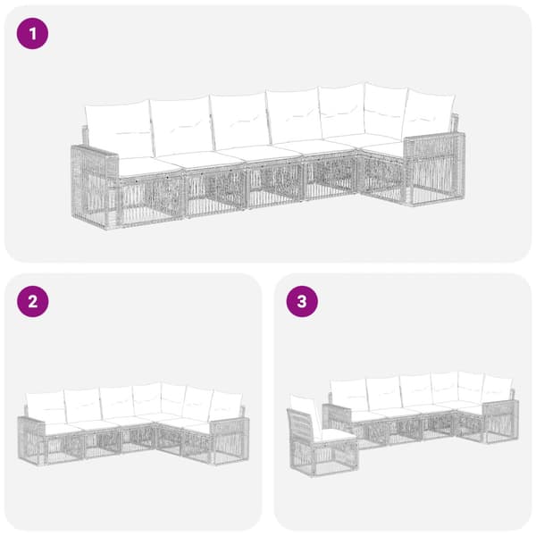 Trädgårdsoffset 6 pcs Beige och krämvit konstrotting
