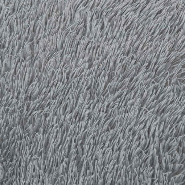 Ryamatta med lång lugg NAVARRA silvergrå 60x100 cm polyester