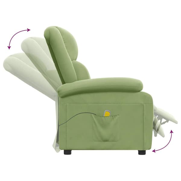 Massagefåtölj ljusgrön sammet