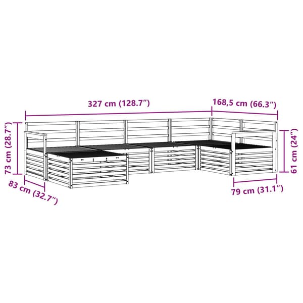 Utomhussoffset 6 pcs Naturfärg
