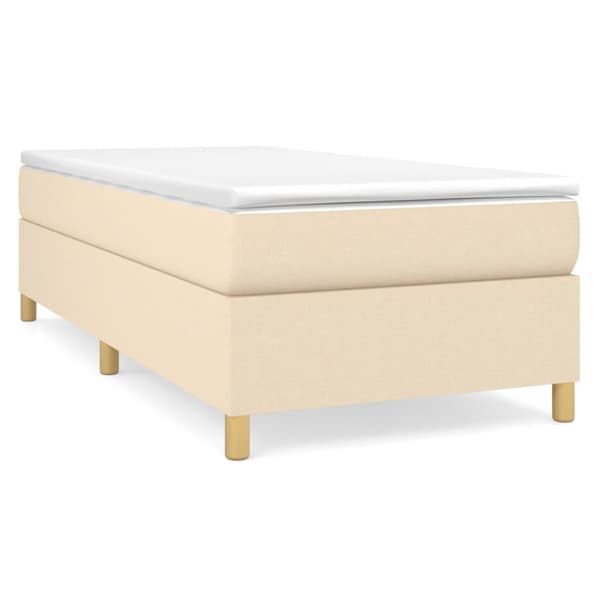 Boxspring-sängram gräddvit 100x200 cm tyg