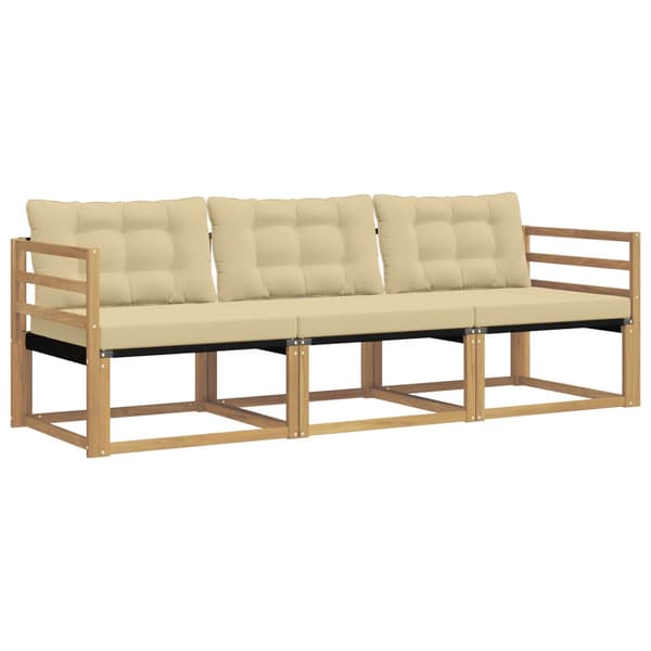 Utomhussoffset med kudde 3 pcs Vit och Beige