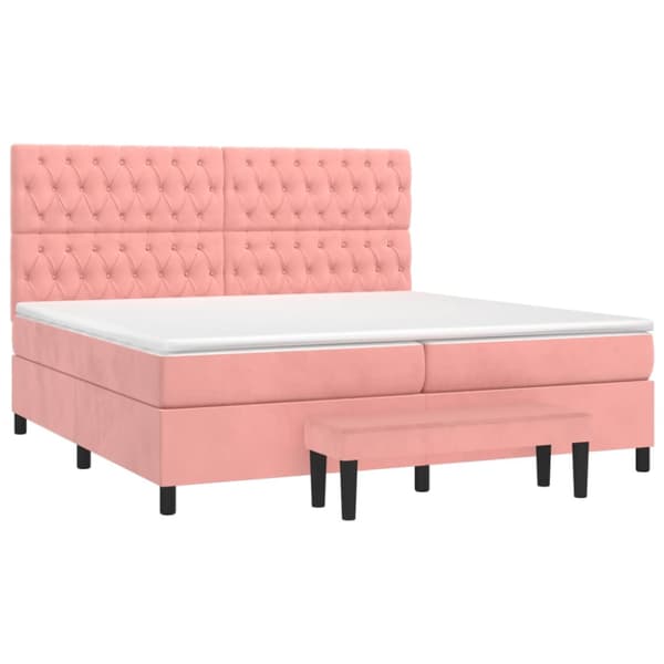 Ramsäng med madrass rosa 200x200 cm sammet