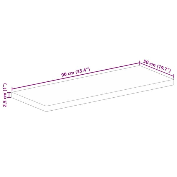 Bordsskiva 90x50x2,5 cm rektangulär massivt mango-trä