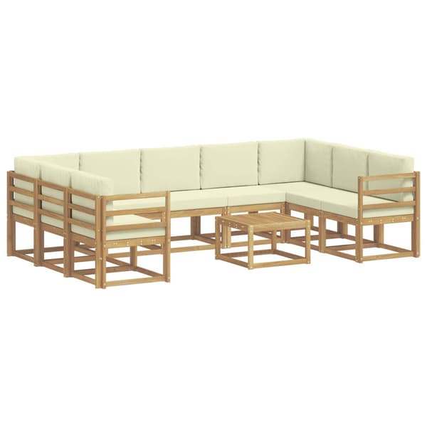 Utomhussoffset 10 pcs Vit och grädde 59 x 59 x 37 cm Polyester