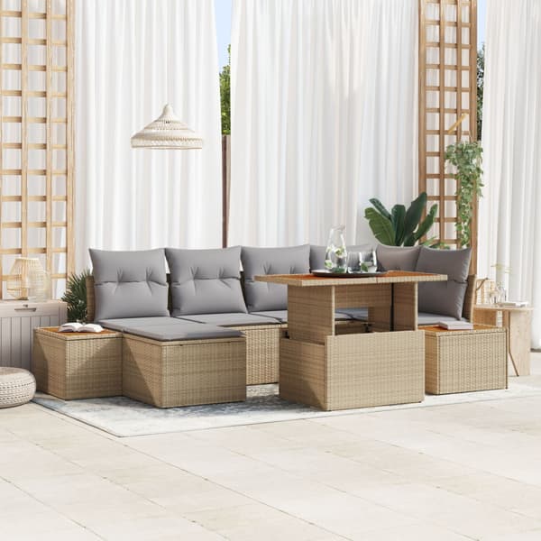 Trädgårdsoffset 7 pcs Beige och Grå