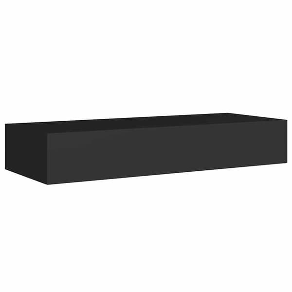Väggmonterad låda 2 st svart 60x23,5x10 cm MDF