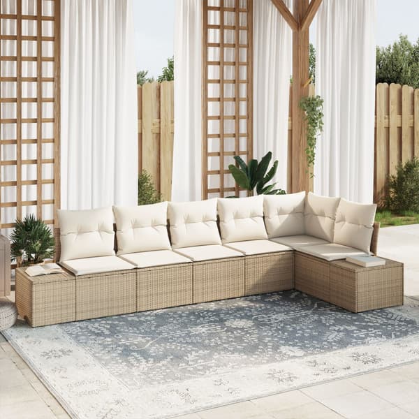 Trädgårdsoffset 6 st Beige och gräddfärgad konstrotting
