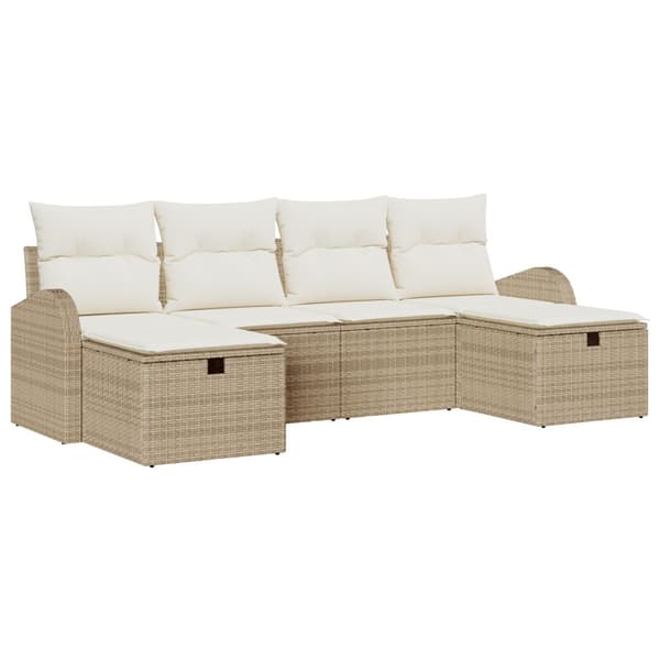 Soffset 6 st Beige och gräddfärgad konstrotting