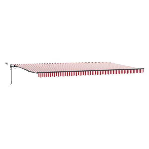 Utdragbar markis Röd och Vit 600 × 300 cm Polyester