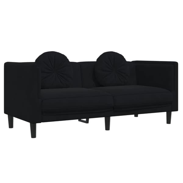 Soffa med kuddar 2-sits svart sammet