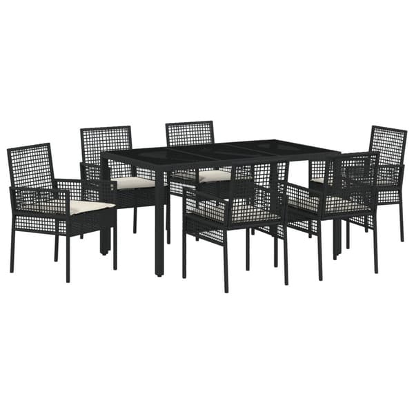 Trädgårdsmöbelset 7 pcs Svart konstrotting