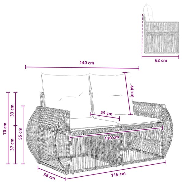 Trädgårdsoffa 2-Antal sittplatser Grå konstrotting