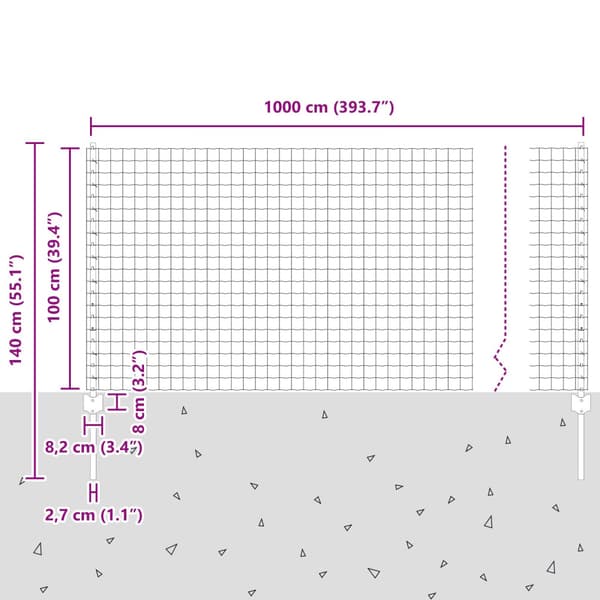 Stängsel med stolpe Grå 1 x 10 m Stål och PVC