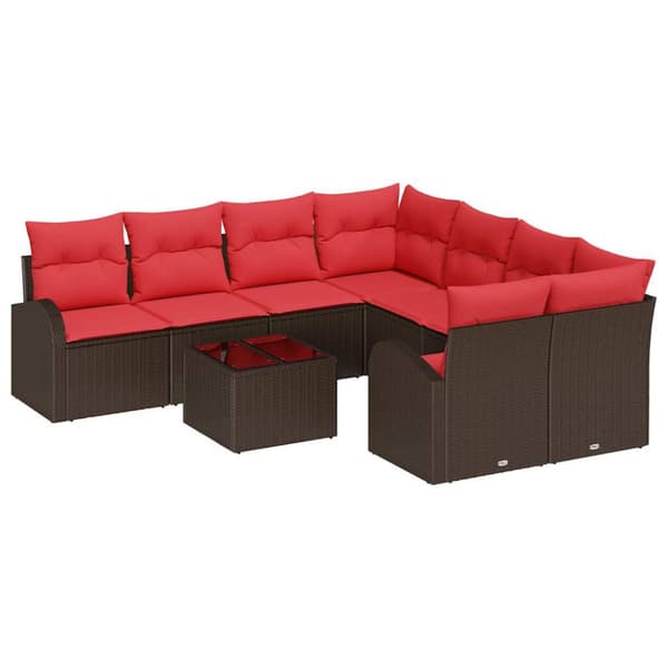Soffset 9 pcs Brun och Röd Polyester