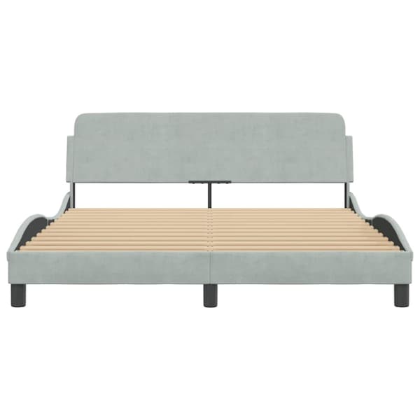 Bed Frame "Dover" Light Grey 152x203 cm Velvet