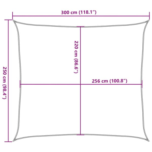 Solsegel ljusgrå 3x2,5 m 100% polyesteroxford