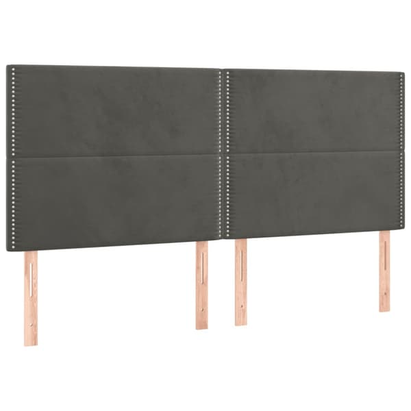 Ramsäng med madrass mörkgrå 180x200 cm sammet