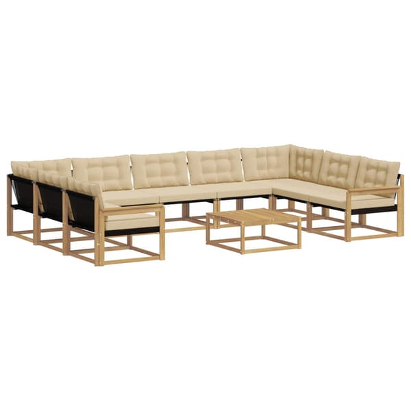 Utomhussoffset med kudde 10 pcs Vit och Beige