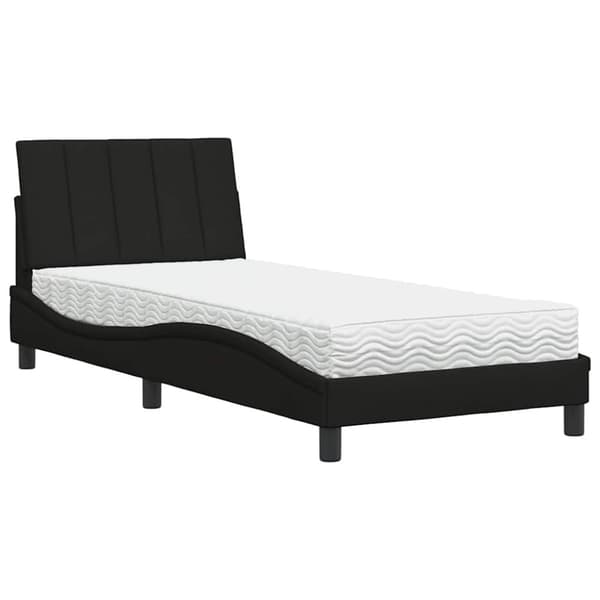 Bed with Mattress "Hanko" Black 90x190 cm Fabric