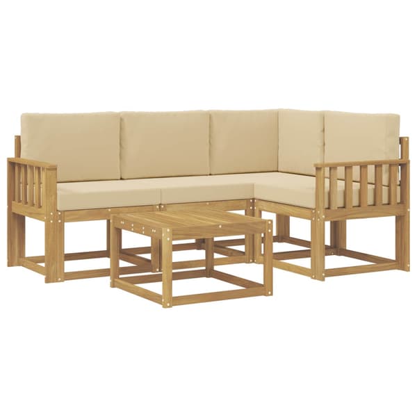 Utomhussoffset med kudde 5 pcs Vit och Beige